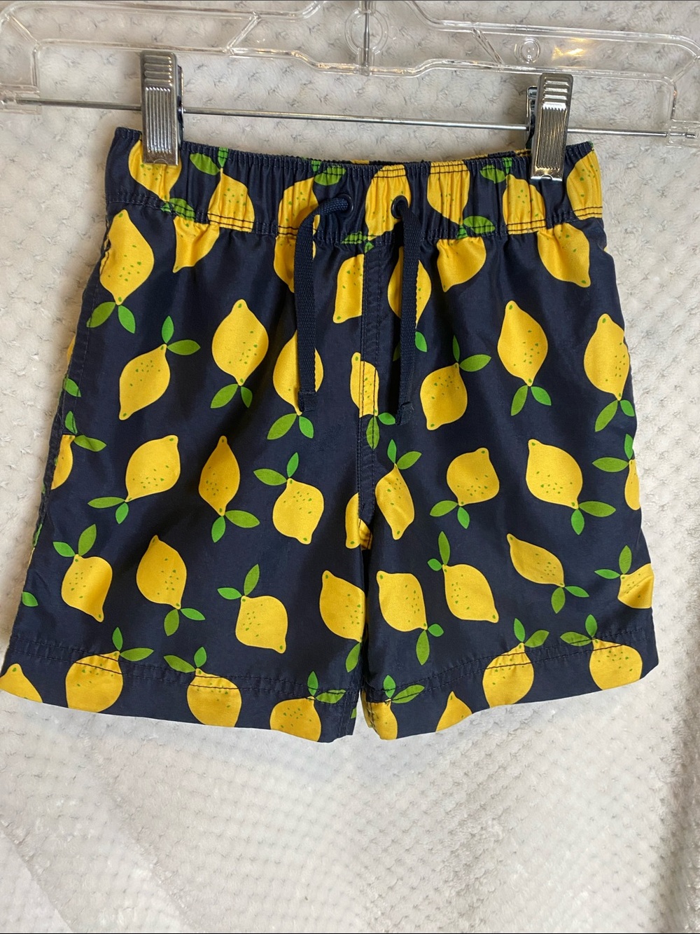 Hanna Andersson Navy Lemon Print Swim Shorts